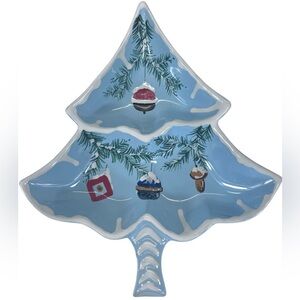 Christmas Tree Candy Dish Snack Nuts Dish Made In Italy Vintage Blue 898/1091